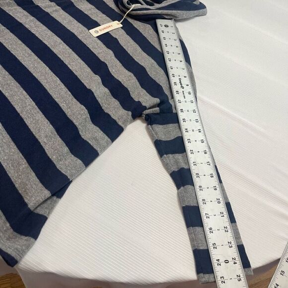 NWT Sundry Navy Blue Grey Stripe Hoodie Sweatshirt Size 1 US Small New - Picture 4 of 7